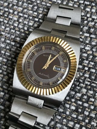 Vintage Wittnauer W100 Dress Diver Automatic Wristwatch Fluted Bezel