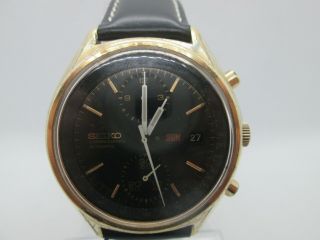 Rare Vintage Seiko 6138 - 8020 Daydate Chronograph Goldplated Automatic Mens Watch
