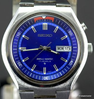 Vintage Seiko Bell - Matic Blue Dial Stainless Steel Day Date Alarm 4006 - 6049