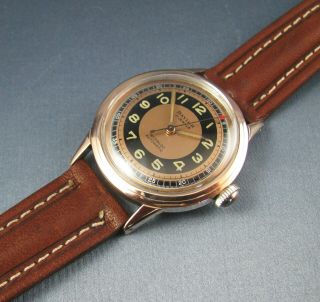 Vintage Baylor Automatic Stainless Steel & Gold Mens Bullseye Watch 17j 1950