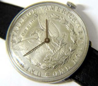 Old Stock Vintage Mens Silver Dollar Coin Watch Half Dollar Coin Watch