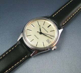 Vintage Longines Wittnauer Stainless Steel Automatic Mens Date Watch 17j 1980s