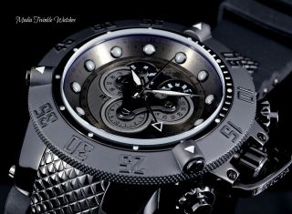 Invicta 56mm Grand Subaqua Iii Swiss Chronograph Black Silicone Strap Watch