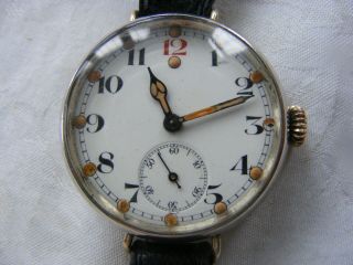 Vintage Trench Watch With Lovely Military Dial C1914 - 18 Order Wire Lugs