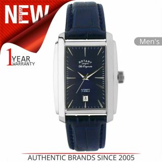 Rotary Les Originales Mens Automatic Watch│blue Dial│leather Strap│le90012/05
