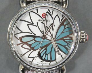 Michele Mw05d37a1998 Garden Party Topaz Turquoise Diamond Butterfly Wristwatch