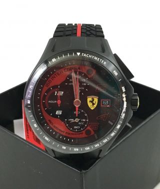 Ferrari Scuderia Heritage Race Watch 830077 Chronograph Black Red Strap