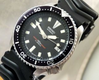 Seiko Classic Black Submariner Automatic Scuba Divers Date Watch Custom 7002