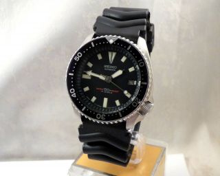 Seiko Classic Black Submariner Automatic Scuba Divers Date Watch Custom 7002 2