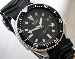 Seiko Classic Black Submariner Automatic Scuba Divers Date Watch Custom 7002 3