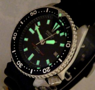 Seiko Classic Black Submariner Automatic Scuba Divers Date Watch Custom 7002 4