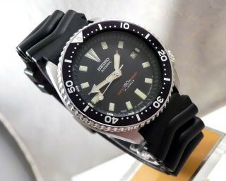 Seiko Classic Black Submariner Automatic Scuba Divers Date Watch Custom 7002 8