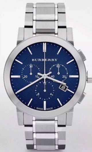 Burberry Chronograph Stamped Blue Dial Stainless Steel Men ' s Watch BU9363 11