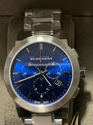 Burberry Chronograph Stamped Blue Dial Stainless Steel Men ' s Watch BU9363 12