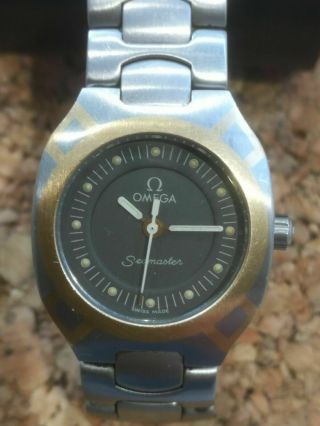Omega Seamaster Quartz Titan/gold Lady Watch Vintage
