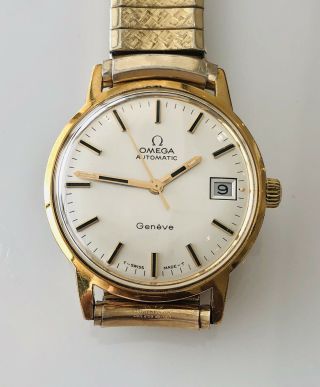 1971 Omega Geneve Auto 24j Gold Plated Ref.  166 070 Cal.  565 34mm