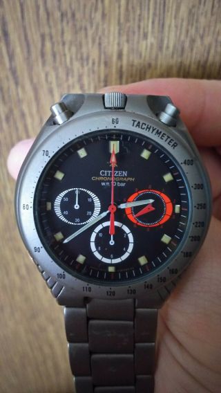 Two Citizen Watch Bullhead Chronograph,  Black Dial And White Dial,  Vintage