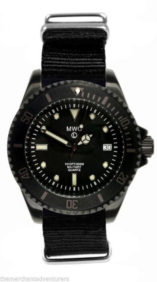 Mwc 300m Water Resistant Pvd Steel Military Quartz Submariners/divers Watch