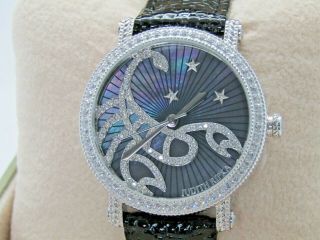 Judith Ripka Stainless & Mother - Of - Pearl Zodiac Watch W/ Leather Band Scorpio