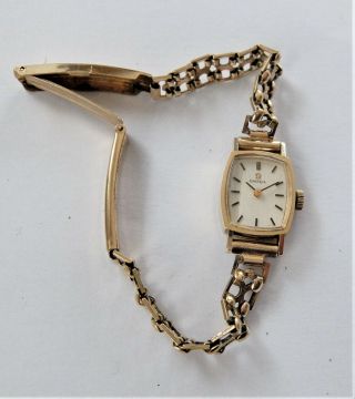 1970 9k Solid Gold Cased Ladies Omega 17 Jewelled Wrist Watch Cal 485
