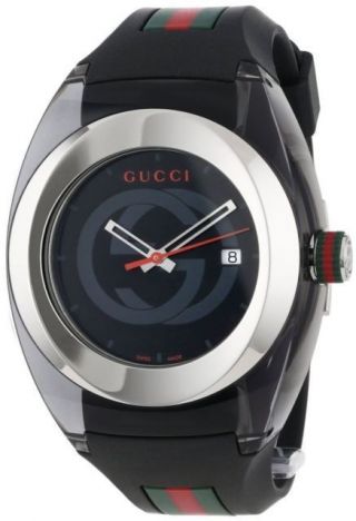 Gucci Sync Xxl (ya137101) Stainless Steel Watch With Black Rubber Bracelet