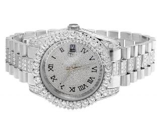 Mens White Gold Plated Steel Jewelry Unlimited 40MM Simulated Diamond Watch 3