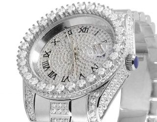 Mens White Gold Plated Steel Jewelry Unlimited 40MM Simulated Diamond Watch 8