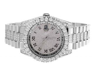 Mens White Gold Plated Steel Jewelry Unlimited 40MM Simulated Diamond Watch 9