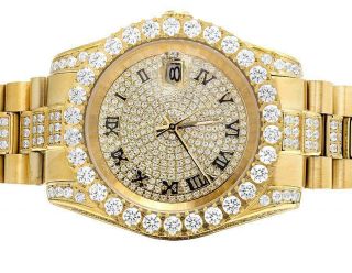 Mens Yellow Gold Plated Steel Jewelry Unlimited 40mm Simulated Diamond Watch