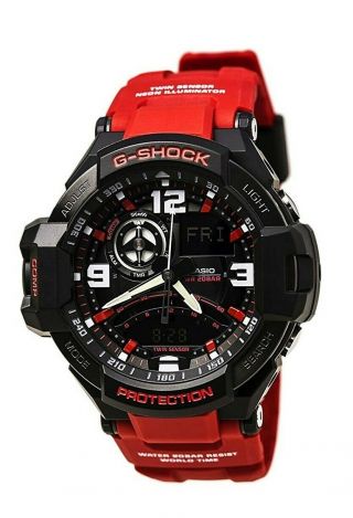 G - Shock Aviation Black Dial Red Resin Quartz Men 