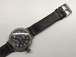 Vintage Ingersoll Wrist Radiolite WW1 Officers Trench Watch 39mm Black Dial 7
