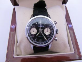 Vintage Helbors Reverse Panda Chronograph Wristwatch Landeron 248 Running
