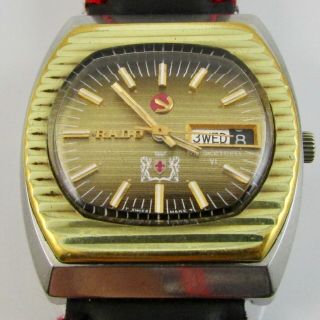 Vintage Rado Musketeer Vi Day/date Automatic Swiss Made Mens Watch 1970 