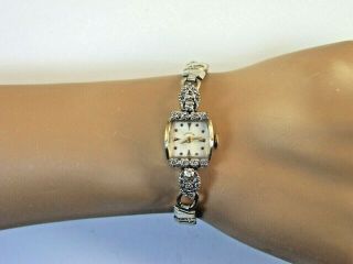 Vintage Hamilton 22 Jewel 757 14K Solid Gold Diamond Watch 4