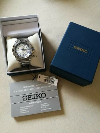 Rare Seiko Srp481k1 Baby Ice Monster 4r36 Automatic Watch W/ Box & Papers