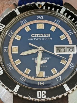 Vintage ' 69 Citizen Seven Star 100M Diver ' s Watch,  Blue Dial, 2