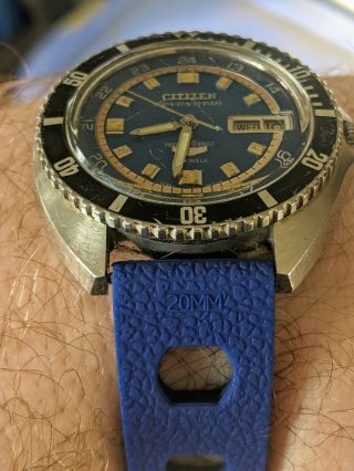 Vintage ' 69 Citizen Seven Star 100M Diver ' s Watch,  Blue Dial, 4
