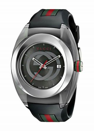 Gucci Sync Xxl Stainless Steel Watch With Black Rubber Bracelet Model: Ya137101