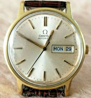 Omega Seamaster 166 0117 Gold Plaque Automatic Cal 1020 Day & Date Mens Watch 74