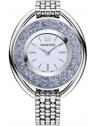 Swarovski Crystalline Oval White Blue Silver Crystals Bracelet Watch 5263904