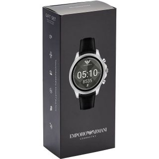 Emporio Armani Connected Black Leather Touchscreen Smart Watch Art5003 $345