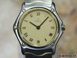 Ebel Wave 18k Gold And Stainless St Swiss Made Ladies 24mm Luxury Watch As163