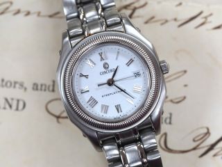 Ladies Concord Steeplechase Stainless Quartz Watch Pristine W/ Box/papers