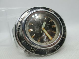 VINTAGE SQUALE 100 ATMOS DAYDATE STAINLESS STEEL QUARTZ MENS DIVER WATCH 6