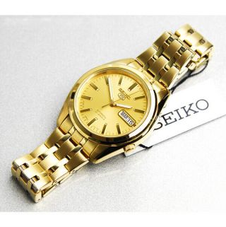 Seiko 5 Automatic 21 Jewels Gold Tone Men ' s Watch SNKH02J1 made in Japan 3