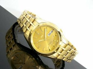 Seiko 5 Automatic 21 Jewels Gold Tone Men ' s Watch SNKH02J1 made in Japan 4