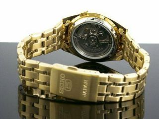 Seiko 5 Automatic 21 Jewels Gold Tone Men ' s Watch SNKH02J1 made in Japan 5