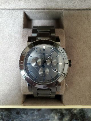 Burberry Chronograph Gunmetal Dial Grey Ion - Plated Stainless Steel Mens Watch