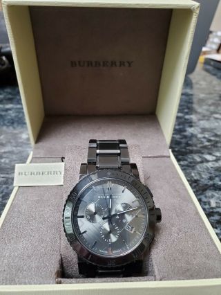Burberry Chronograph Gunmetal Dial Grey Ion - plated Stainless Steel Mens Watch 3