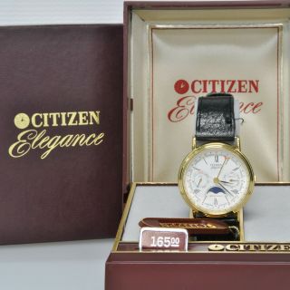 Citizen Elegance GP Men ' s Triple Calendar Moon Phase Watch 6350 - G30241K w/tags 2